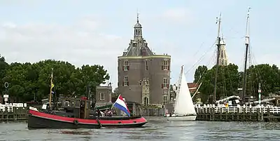 Drommedaris as seen from the 'Krabbersgat' with the 'Zuidertoren' in the distance.