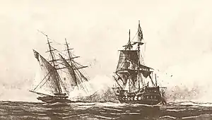 Image 38USS Enterprise of the Mediterranean Squadron capturing Tripolitan Corsair during the First Barbary War, 1801 (from History of Libya)