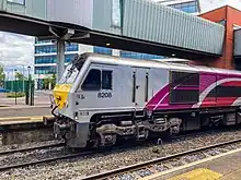 An Enterprise-liveried Class 201 at Belfast Lanyon Place station