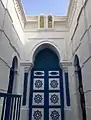 Entrance door with the Ten Commandments overhead