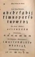 German alphabet from an 1850s American Mennonite children's book.