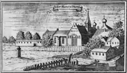 Copperplate engraving of the abbey by Anton Wilhelm Ertl, 1687