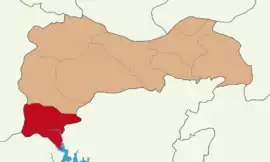 Map showing Kemaliye District in Erzincan Province