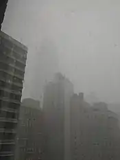 Empire State Building during a snow storm