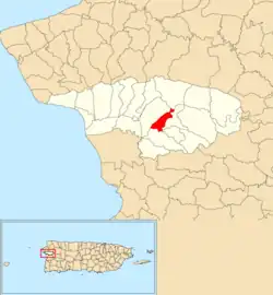 Location of Espino within the municipality of Añasco shown in red