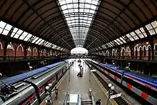 Long indoor train station