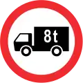 No goods vehicles over 8 tons