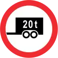 No vehicles with trailers over 20 tons