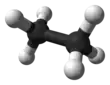 Ball and stick model of ethane