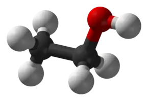 Ball-and-stick model of ethanol