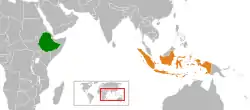 Map indicating locations of Ethiopia and Indonesia