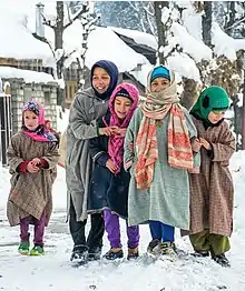 Kashmiri Muslim girls in traditional pheran