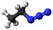 Ball-and-stick model of the ethyl azide molecule