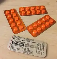 Four blister packs of Etizex brand etizolam tablets