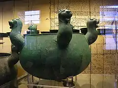 Cauldron with lion heads, bronze.