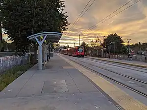 Train at Euclid Avenue Trolley Station Platform