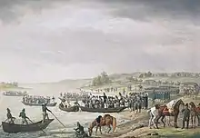 Lithograph depicting Prince Eugene of Beauharnis crossing the river Neman 1812