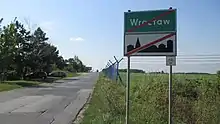 Sign R9 at the south-western border of Wrocław, near to Wrocław–Copernicus Airport