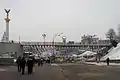 Bridge during the Euromaidan, view onto Maidan