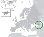 Map showing South Ossetia in Europe