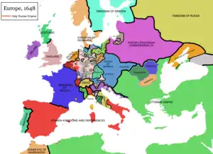 Image 45A map of Europe in 1648, after the Peace of Westphalia (from History of Spain)