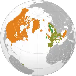 Map indicating locations of European Union and NATO