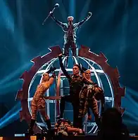 Hatari performing at the Eurovision Song Contest 2019 in Tel Aviv, Israel