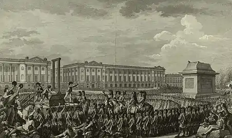 The execution of Louis XVI on the future Place de la Concorde on 21 January 1793