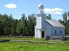 Exterior of the replica chapel at the Historic Acadian Village.