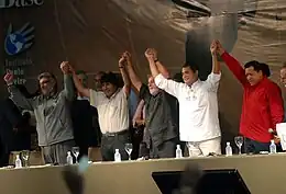 Image 9Presidents Fernando Lugo of Paraguay, Evo Morales of Bolivia, Luiz Inácio Lula da Silva of Brazil, Rafael Correa of Ecuador and Hugo Chávez of Venezuela in World Social Forum for Latin America (from History of socialism)