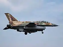 F-16I Sufa of 201st Squadron "One" about to land, based on Ramon