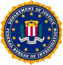 The FBI seal where the circle of stars represent unity of 13 original states.