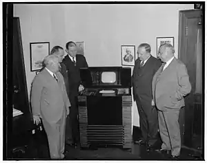 Federal Communications Commissioners inspect the latest in television, Washington, D.C., December 1, 1939.