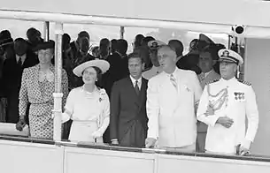 First Lady Eleanor Roosevelt, Queen Elizabeth, King George VI, President Franklin D.  Roosevelt aboard the presidential yacht USS Potomac during Their Majesties state visit to Washington, 1939