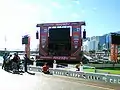 The giant screen being set up at Darling Harbour, 2010.