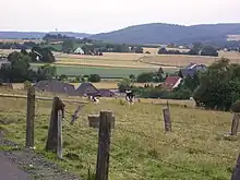 View of parts of the village. Background: the village of Limberg that belongs to Preußisch Oldendorf