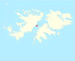 Location of the Swan Islands within the Falkland Islands