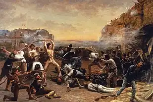 Image 43"The Fall of the Alamo" by Robert Jenkins Onderdonk (from History of Mexico)