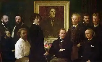 Homage to Delacroix by Henri Fantin-Latour, showing Balleroy in the foreground