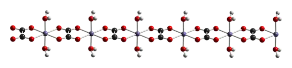 Ball-and-stick model of a chain in the crystal structure of iron(II) oxalate dihydrate