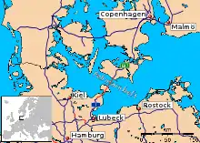 Planned route of the Fehmarn Belt Fixed Link