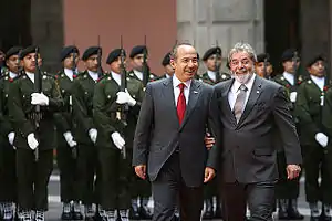 Image 64President Felipe Calderón with President of Brazil Luiz Inácio Lula da Silva. (from History of Mexico)