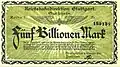 5 trillion (5 Billionen, 5×1012) marks, Stuttgart, 1923