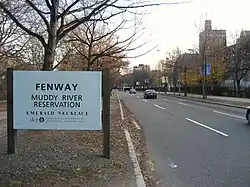 Westernmost end of the Fenway near Brookline Avenue