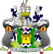 Badgers on the arms of County Fermanagh, Northern Ireland.