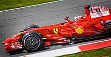 Kimi Räikkönen driving the Ferrari F2008 at the 2008 Spanish Grand Prix.