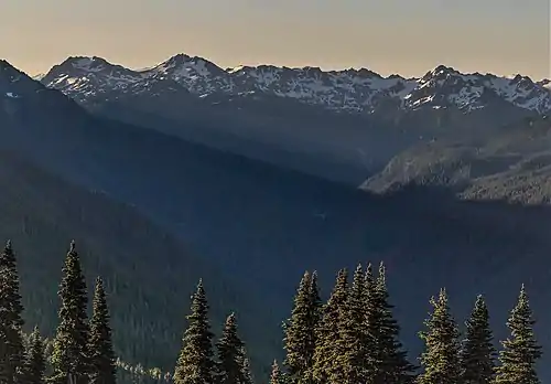 The Bailey Range seen from High Divide featuring Mt. Ferry and Mt. Pulitzer to left, and Mt. Childs on the right.