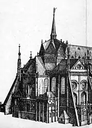 The Romanesque chevet of the cathedral, seen in 1671