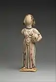 Figure of a woman; 5th century; painted plaster; height: 38.4 cm (15"), width: 14.7 cm (6"), depth: 9.6 cm (4"); Metropolitan Museum of Art