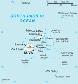 Fiji's Map Showing The Location of Lautoka